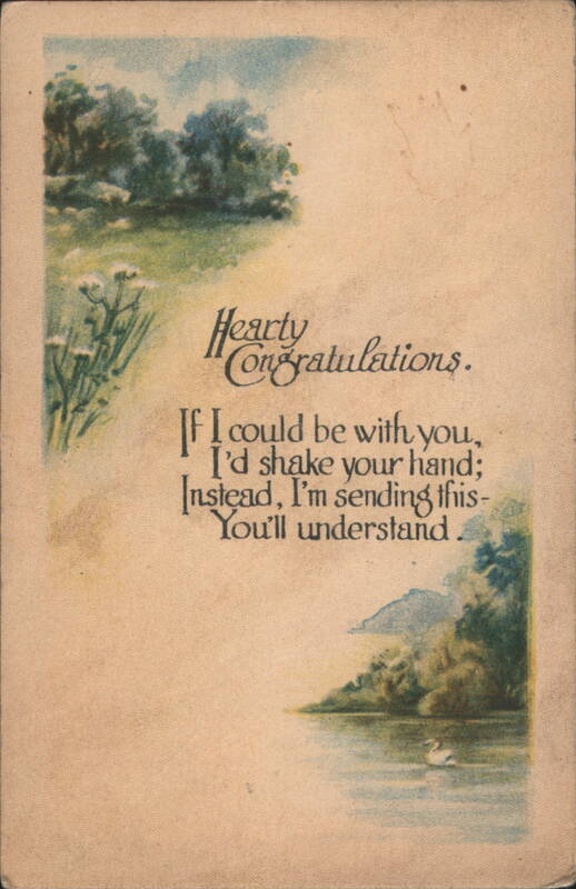 Hearty Congratulations Sent with Scenic Lake & Forest Illustration