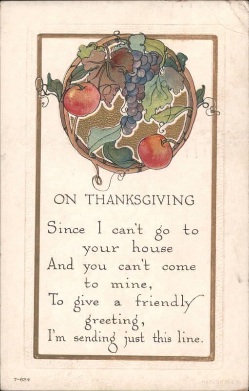 Thanksgiving Greeting with Fruit Design and Friendly Verse
