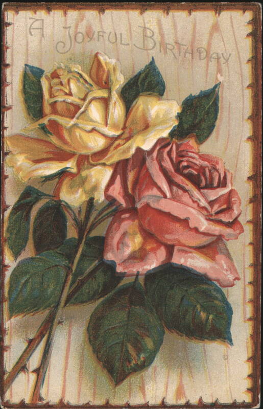 A Joyful Birthday Greeting with Yellow and Pink Roses