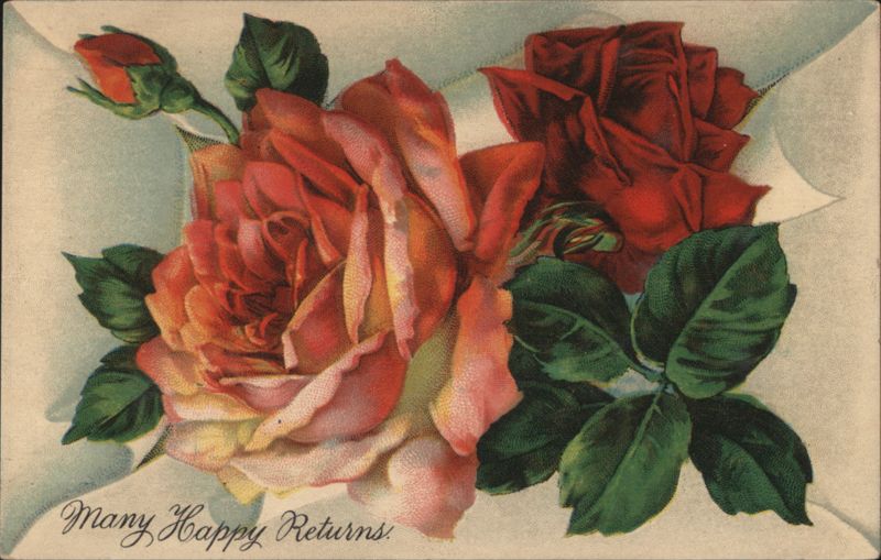 Many Happy Returns! Roses and Rosebud Floral Greeting
