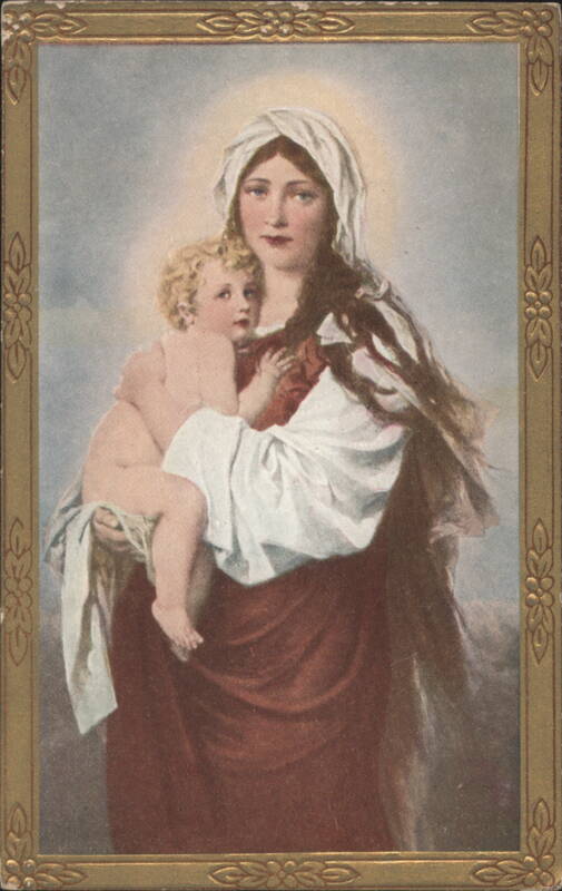 Madonna and Child with Halos, Gold Frame Religious
