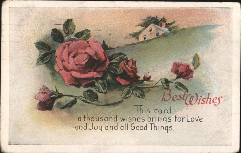 Best Wishes Red Roses, Country House Scene Flowers
