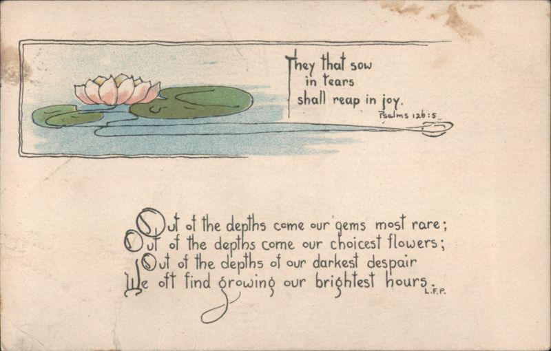 Water Lily with Inspirational Psalms Quote and L.F. Pease Poem