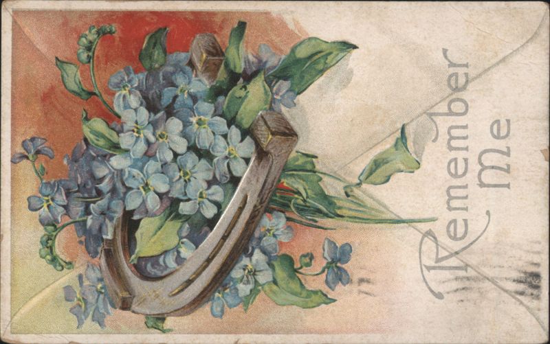 Remember Me Horseshoe with Forget-Me-Not Flowers
