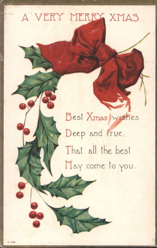 A Very Merry Xmas with Red Bow and Holly Christmas