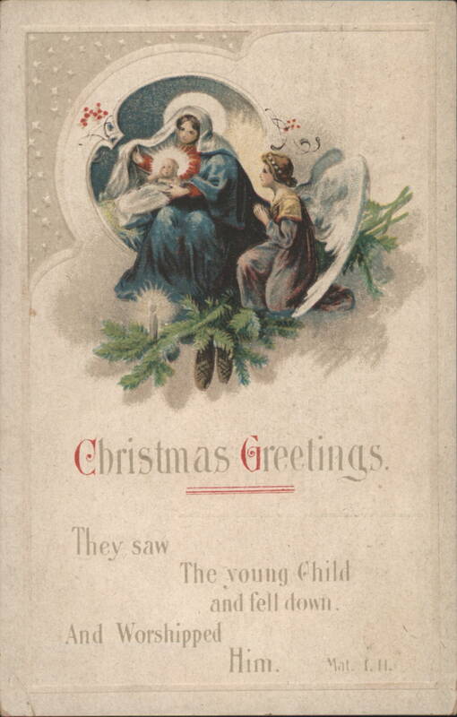 Madonna and Child with Angel, Christmas Greetings, Biblical Quote