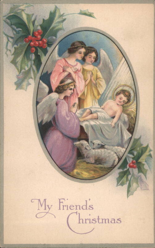 My Friend's Christmas Angels Baby Jesus Sheep Holly Berries