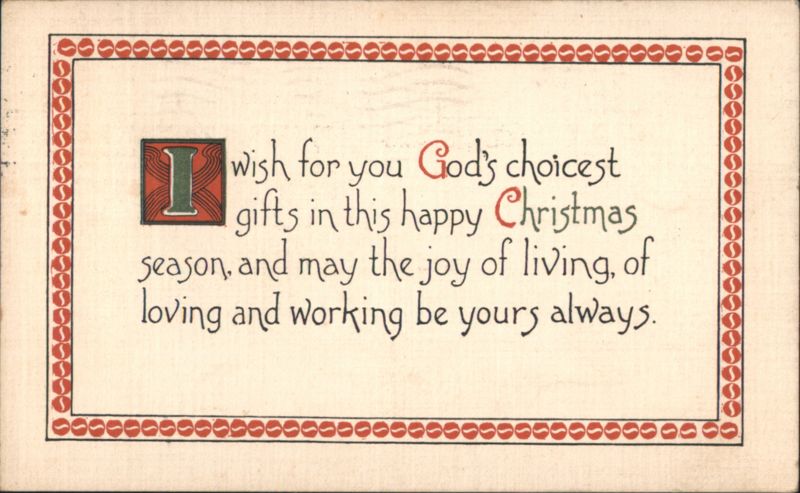 Christmas Greeting with Illuminated Initial and Ornate Border