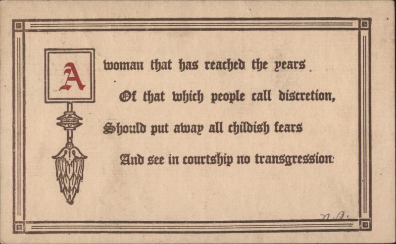 Poem on Discretion and Courtship with Decorative Initial 'A'