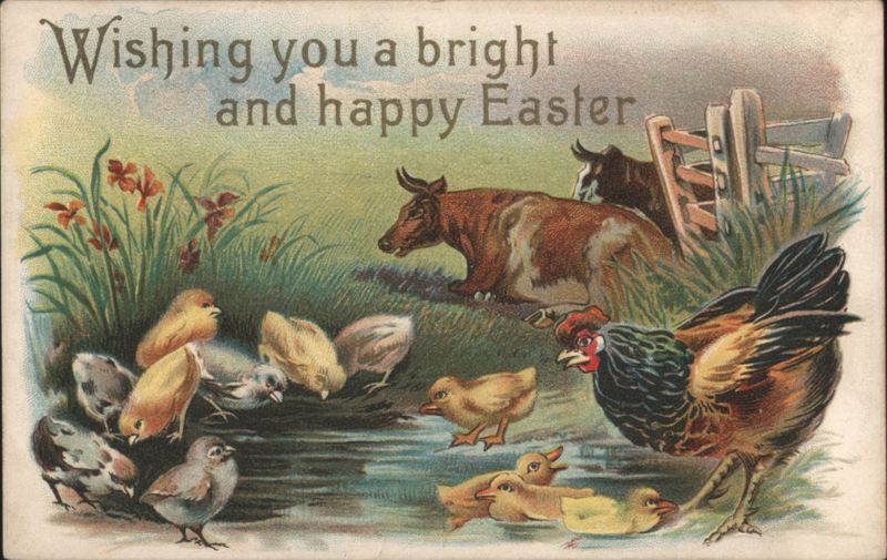 Wishing You a Happy Easter: Farm Animals with Chickens, Cows, and Ducks