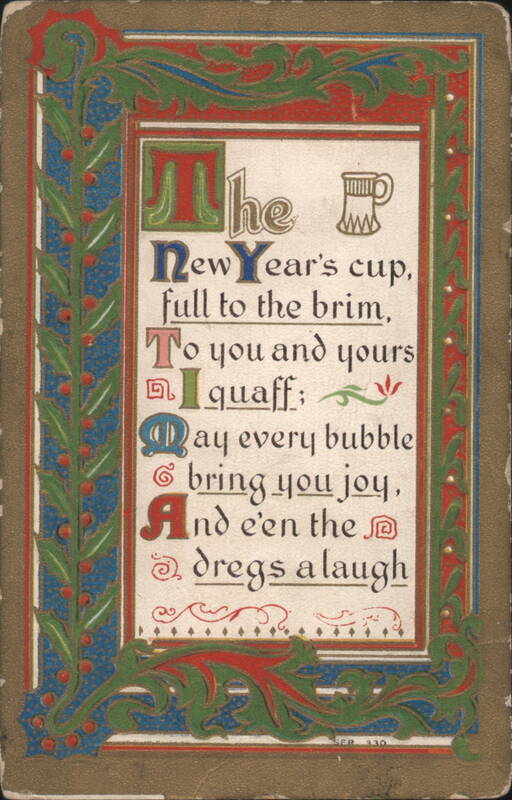 New Year's Cup Poem, Illuminated Manuscript Style Greeting