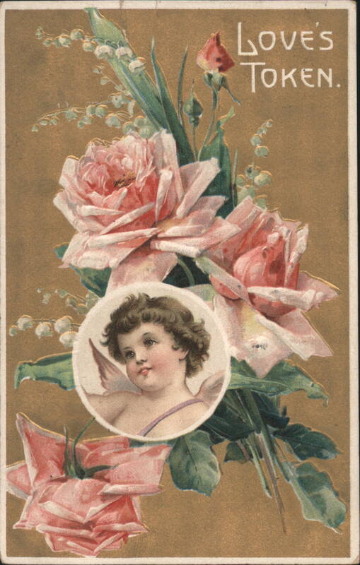 Love's Token with Cherub and Pink Roses, Lily of the Valley