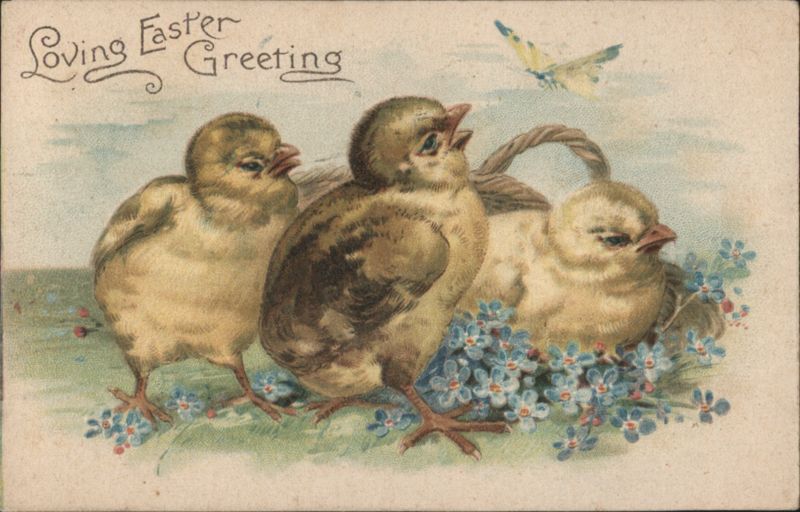 Loving Easter Greeting with Chicks, Flowers & Butterfly