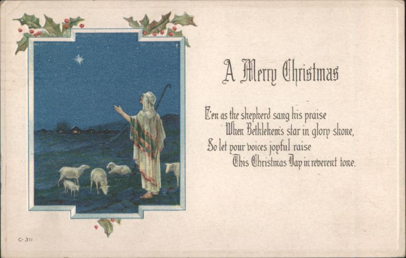 Shepherd Gazing at Star of Bethlehem, A Merry Christmas Poem