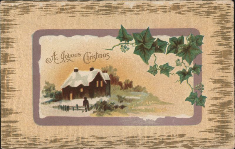 A Joyous Christmas Snowy Cottage Winter Scene with Ivy