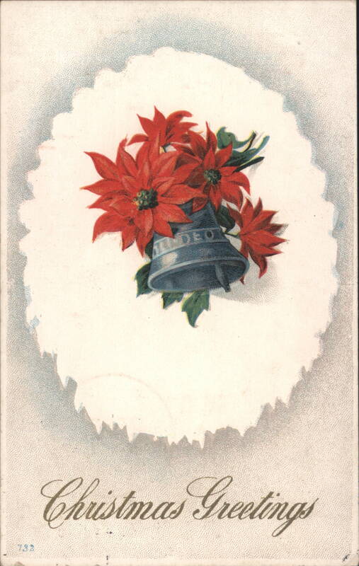 Poinsettias and Bell Christmas Greetings, 1911