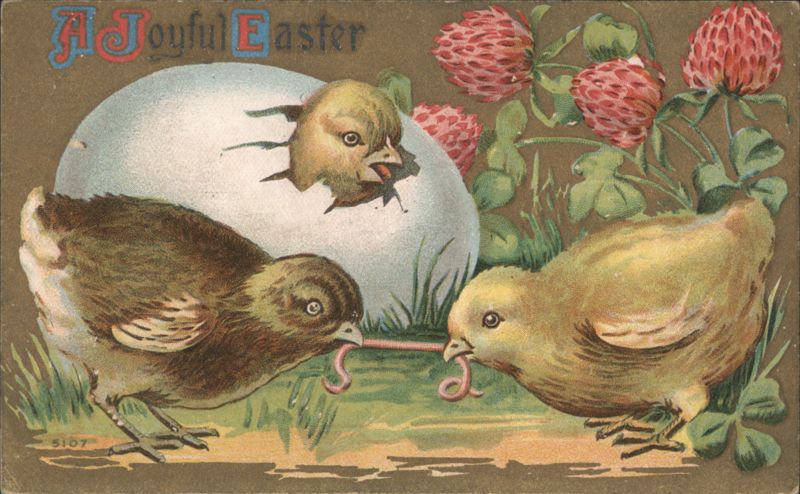 A Joyful Easter Chicks Hatching from Egg and Eating Worms