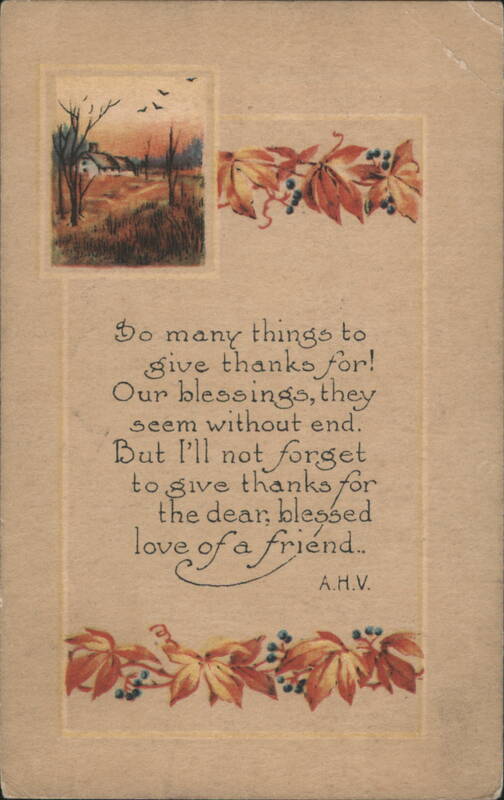 Thanksgiving Poem with Autumn Leaves and Rural Landscape