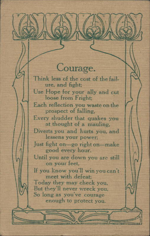 Courage Poem with Art Nouveau Design, Decorative Borders