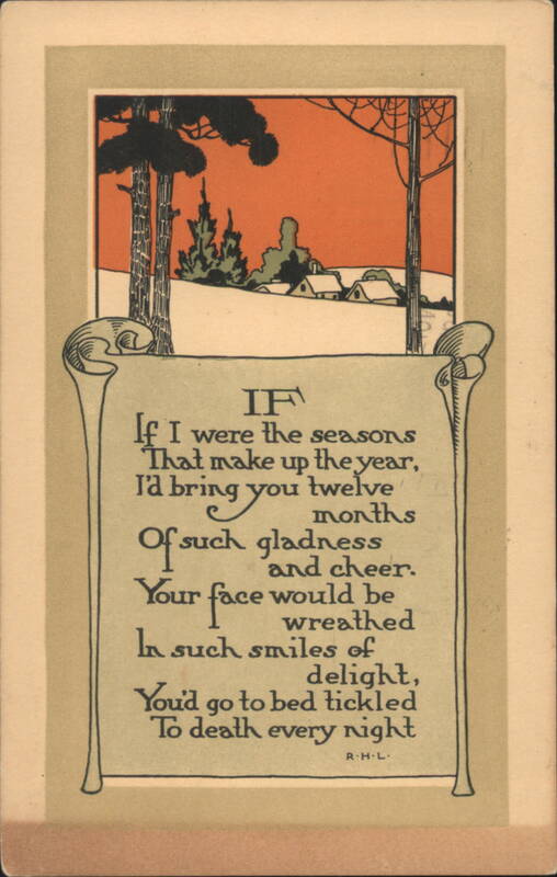 Arts & Crafts Style If I Were the Seasons Poem, Winter Landscape, Robert H. Lord