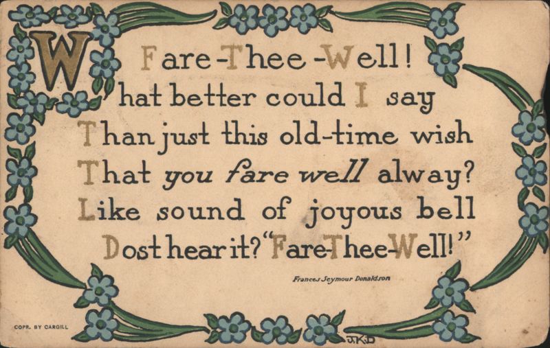 Fare-Thee-Well! Poem by Frances Seymour Donaldson, Floral Border