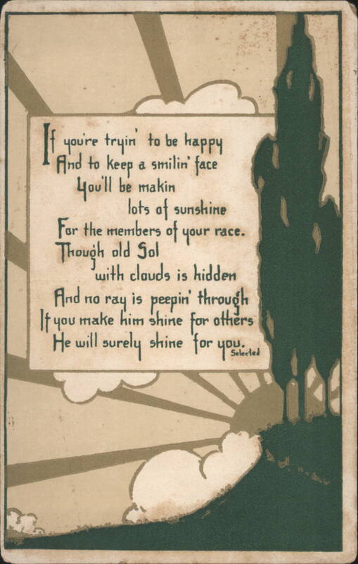 Arts & Crafts Style Inspirational Poem on Happiness, Sunshine, and Helping Others