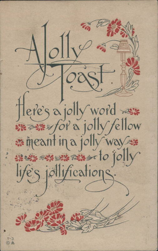 A Jolly Toast Poem with Floral and Lamp Decorations