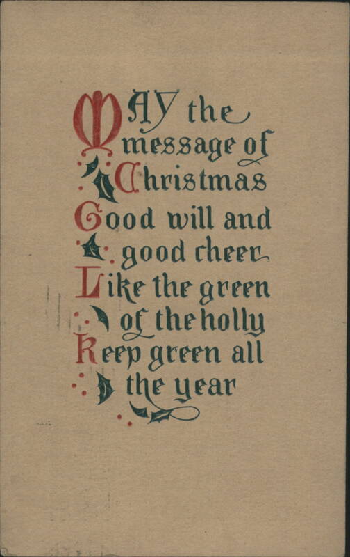 Christmas Greeting Calligraphy with Holly Accents