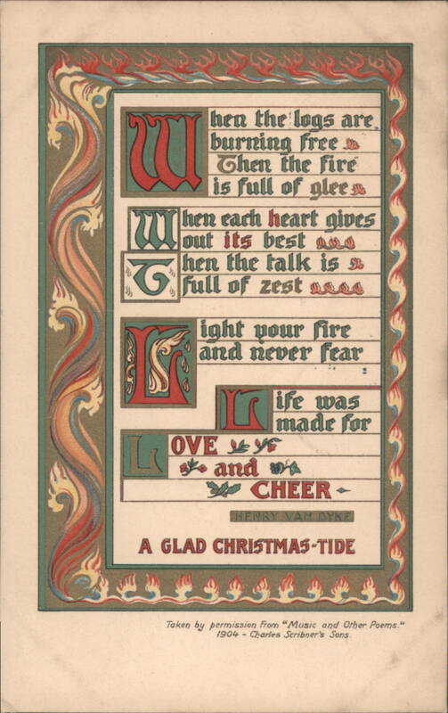 A Glad Christmas-Tide Poem by Henry Van Dyke, Illuminated Letters