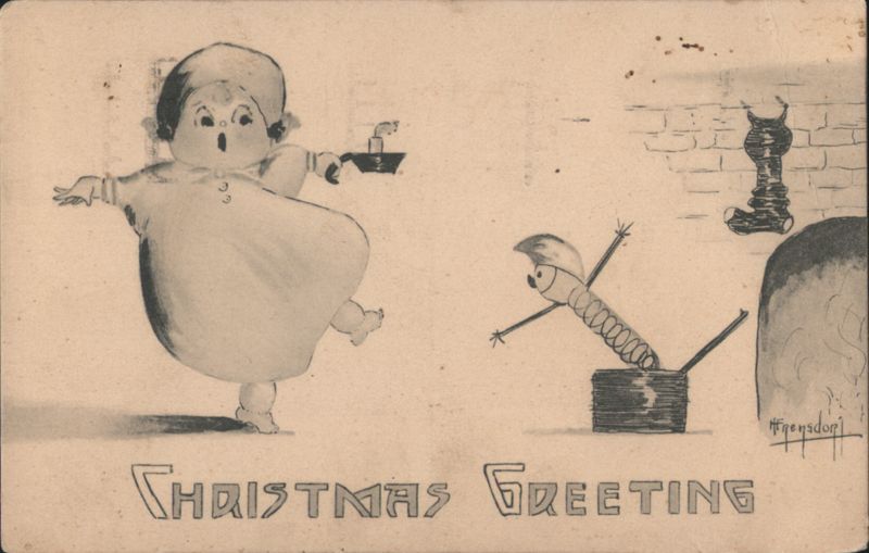 Christmas Greeting with Dancing Figure and Jack-in-the-Box