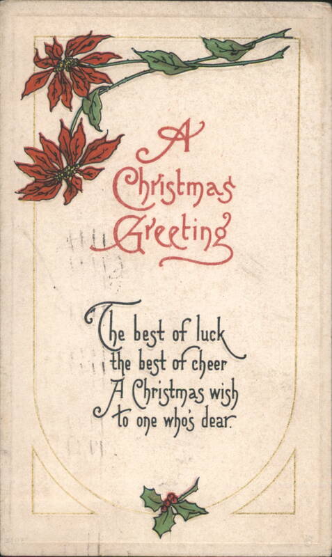 A Christmas Greeting with Poinsettias and Holly, 1916