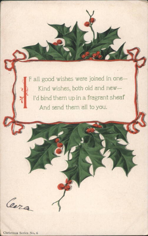 Christmas Holly & Berries with Poetic Greeting by Cora