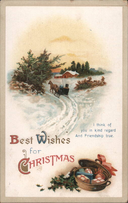 Best Wishes for Christmas Sleigh Ride in Snowy Winter Landscape
