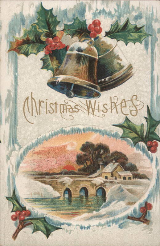 Christmas Wishes Bells Holly Winter Landscape Pownal ME