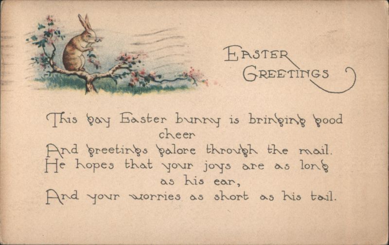 Easter Greetings with Bunny and Poetic Verse With Bunnies