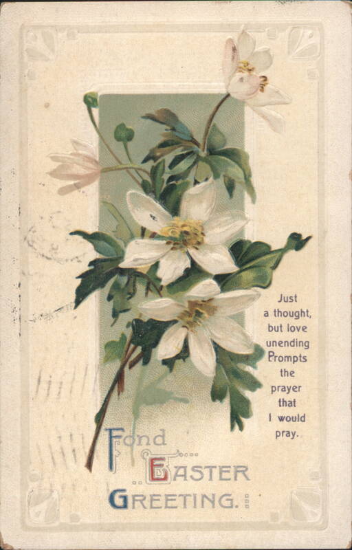 Fond Easter Greeting with White Spring Flowers