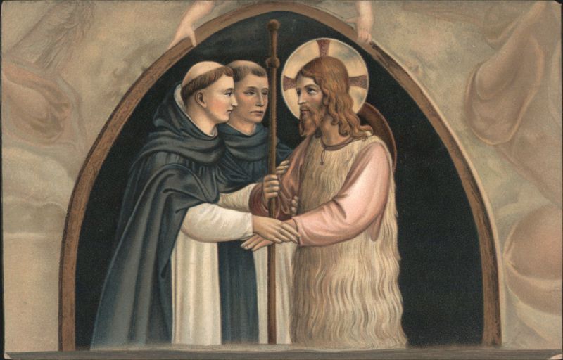 Jesus Christ as Pilgrim with Monks, Fra Angelico Painting Reproduction
