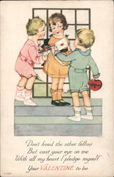 Children with Valentine and Sweets, 'Your VALENTINE to be' Postcard