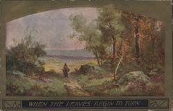 Autumn Landscape with Rider on Path, 'When the Leaves Begin to Turn' Postcard