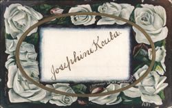 White Roses with Josephine Kouba Name Card Design, Garland Series Postcard