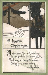 A Joyous Christmas & Happy New Year Winter Landscape Postcard