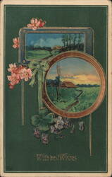 1910 St. Patrick's Day Clover & Rural Landscape Postcard Postcard