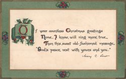 Old-Fashioned Christmas Greeting Poem with Holly & Berries Decoration Postcard