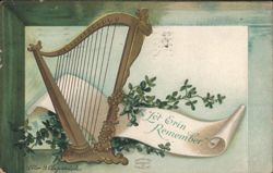 1910 Ellen Clapsaddle St Patrick's Day Irish Harp Postcard Postcard