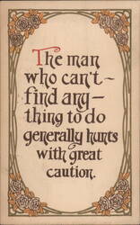 Humorous Saying with Art Nouveau Rose Border Postcard