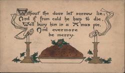 Christmas Pudding with Humorous Verse: 'We'll bury him in a X'mas pie' Postcard