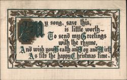 Christmas Greeting Poem with Decorative Holly Border Postcard