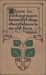 Art Nouveau Design with 'Cheerfulness in an Old Face' Quote Postcard