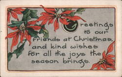 Poinsettia Christmas Greetings to Our Friends Postcard