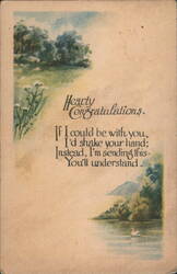 Hearty Congratulations Sent with Scenic Lake & Forest Illustration Postcard